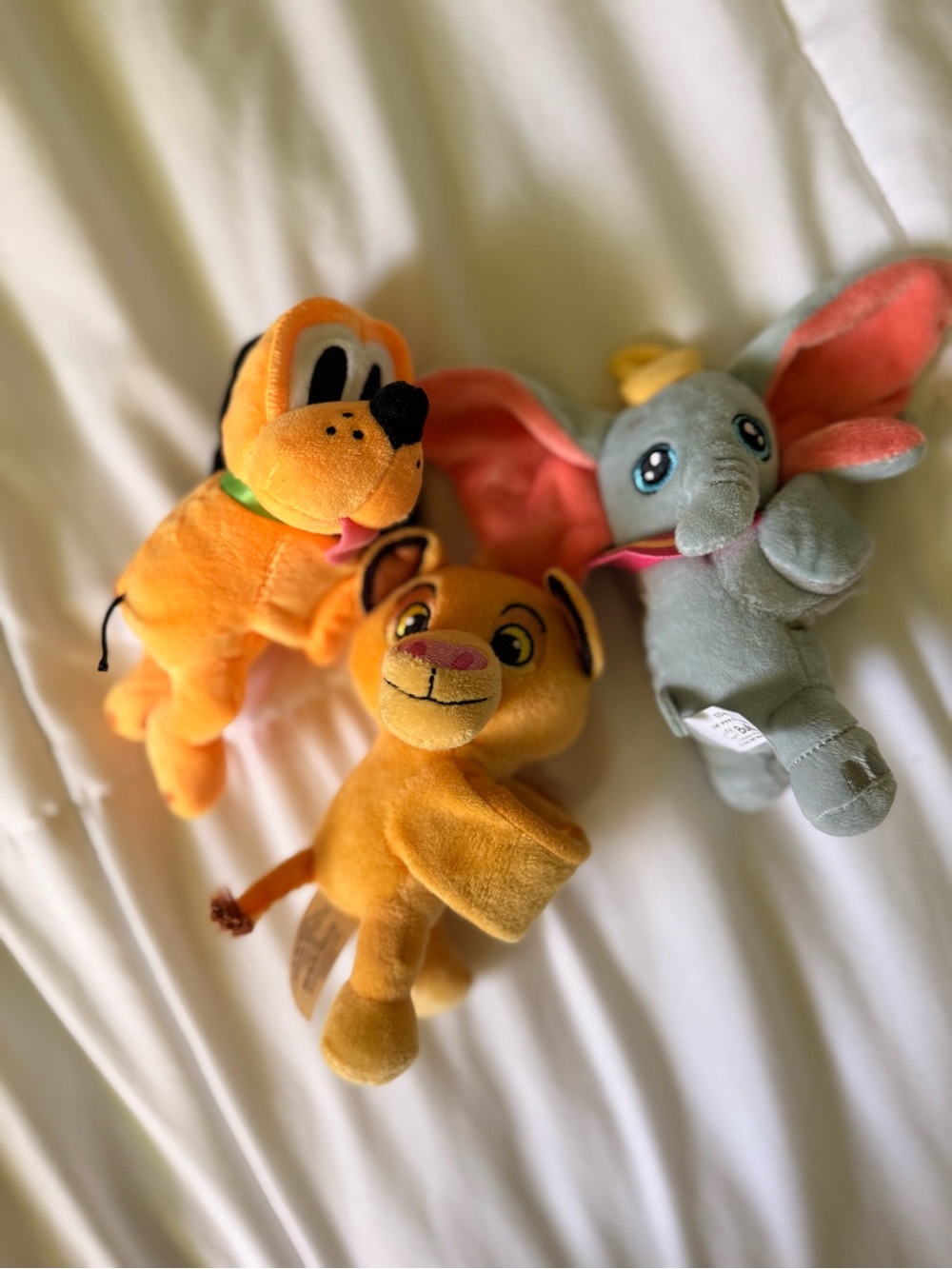 Set of three Disney cutie cuffs simba, Pluto, dumbo plush